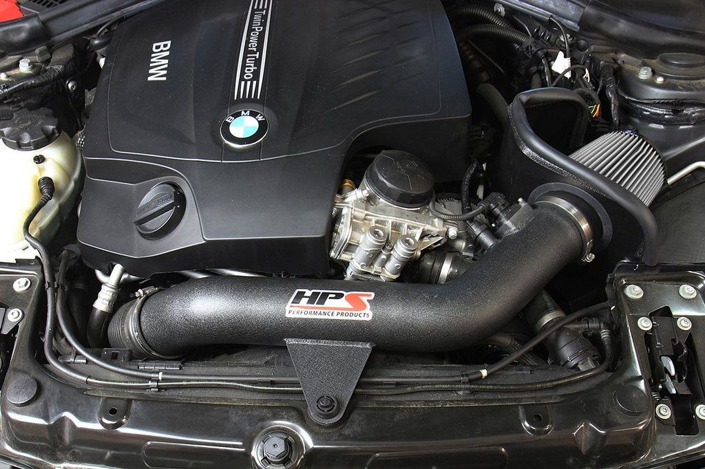 HPS Shortram Air Intake Kit 2016-2018 BMW M2 F87 3.0L Turbo N55, Includes Heat Shield, Black