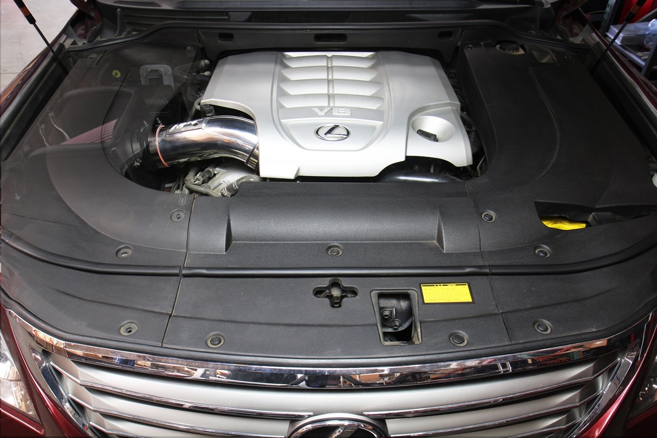 HPS Shortram Air Intake Kit 2008-2018 Lexus LX570 5.7L V8, Includes Heat Shield, Black