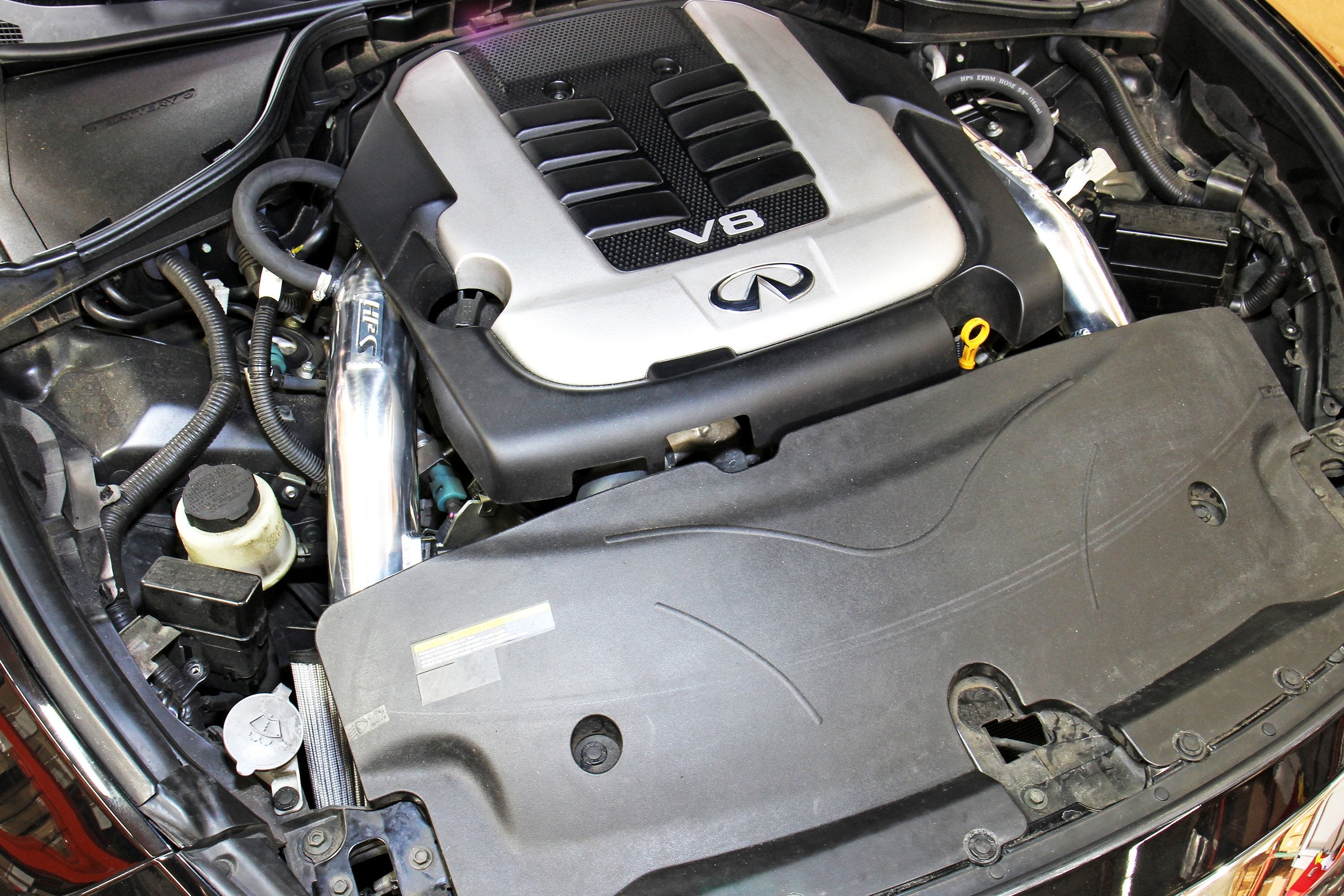 HPS Performance HPS Shortram Air Intake Kit 2014-2019 Infiniti Q70 5.6L V8, Includes Heat Shield, 827-688