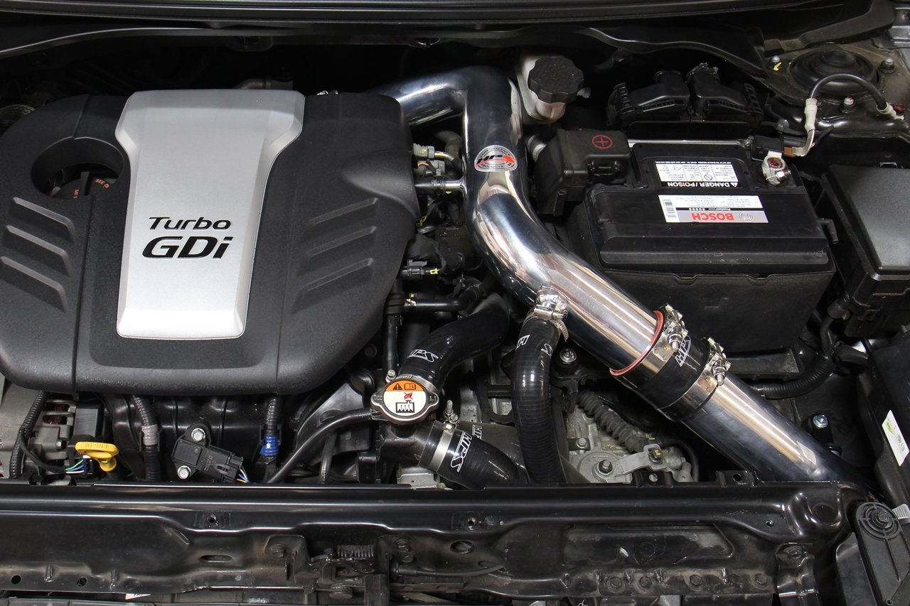 HPS Cold Air Intake Kit 2013-2017 Hyundai Veloster 1.6L Turbo, Converts to Shortram, Polish