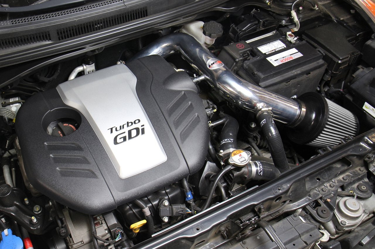HPS Cold Air Intake Kit 2013-2017 Hyundai Veloster 1.6L Turbo, Converts to Shortram, Polish