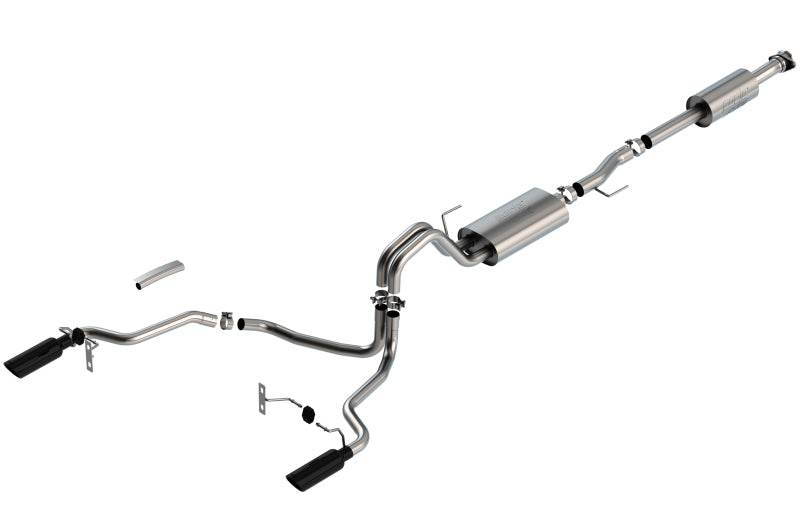 Borla F-150 2021 3.3L CC SB EC STB XL/XLT/Lariat/KR/Plnm/LTD 3/2.25 SRE Cat-Back ATAK Black CHR Tips 140879BC