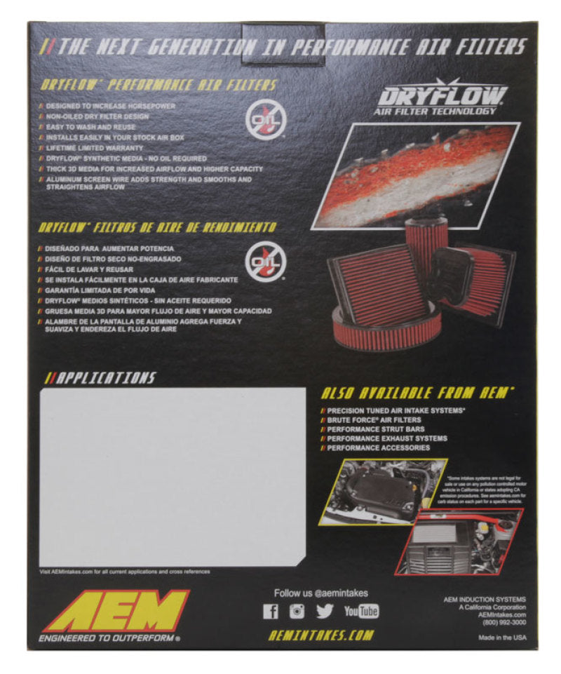 AEM Induction AEM 2011 GMC SIERRA 2500 HD 6.6L Dryflow Round Straight Air Filter 28-20466