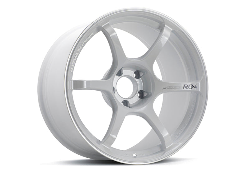 Advan RG-4 18x8 +44 5-114.3 Racing White Metallic & Ring Wheel YA48G44EWMR