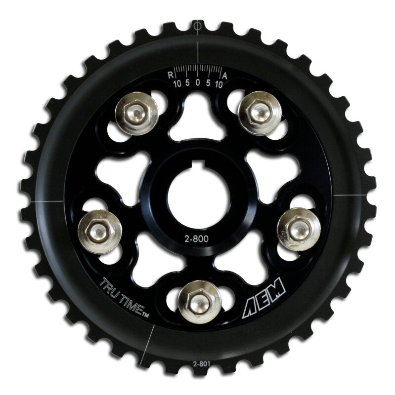 AEM Electronics Tru-Time Cam Gear Black 5-Bolt Honda D15B7 D16A6 & D16Z6 (view 2)