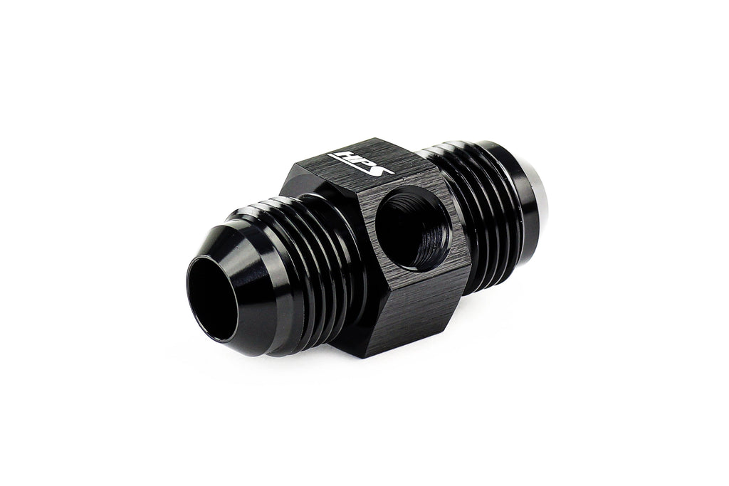 HPS Performance Products AN Male to Male Adapter with 1/8" NPT Female Port, Aluminum, Black