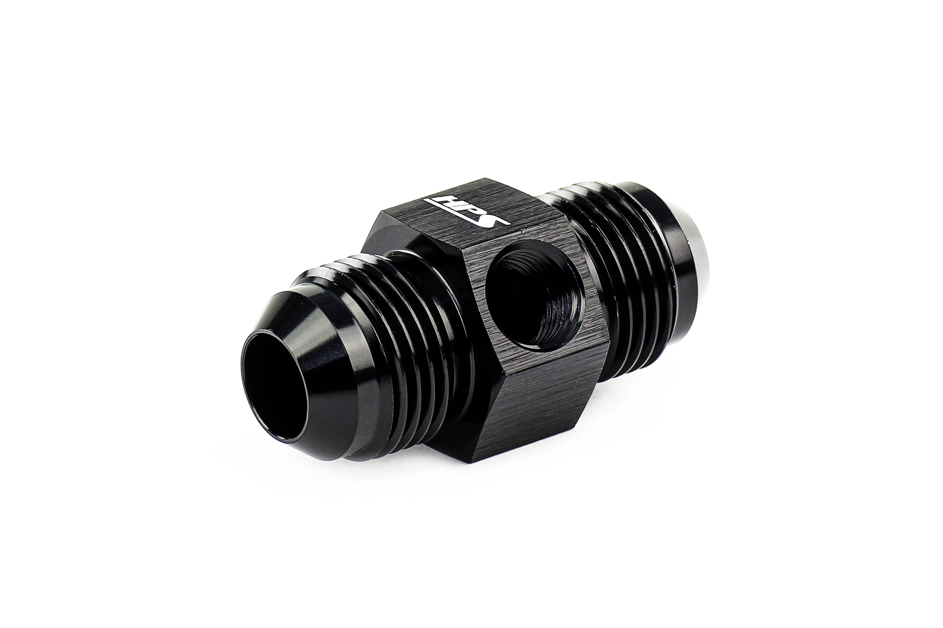 HPS Performance Products AN Male to Male Adapter with 1/8" NPT Female Port, Aluminum, Black