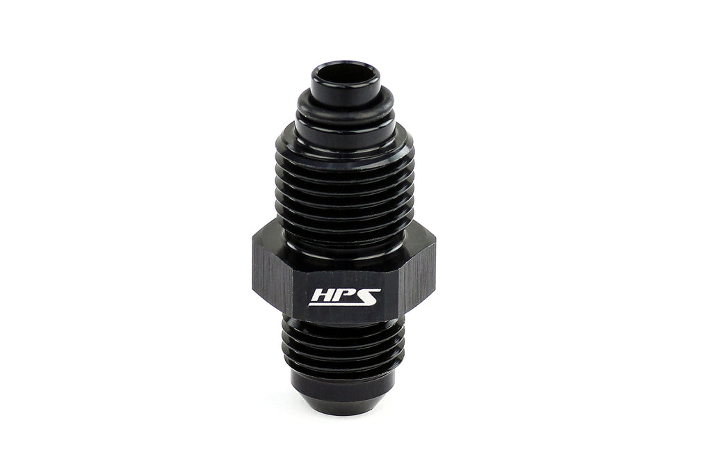 HPS Performance Products AN Male to Metric Thread Male O-Ring Tip Adapter, Aluminum, Black