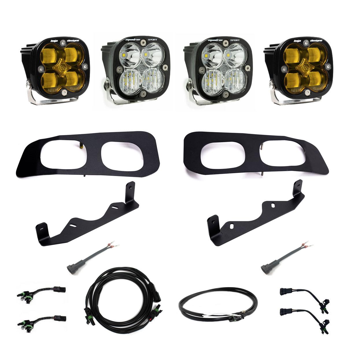 Baja Designs 2023+ Ford F250/F350 Super Duty Squadron SAE/Sport Fog Pocket Kit - Amber 448226UP