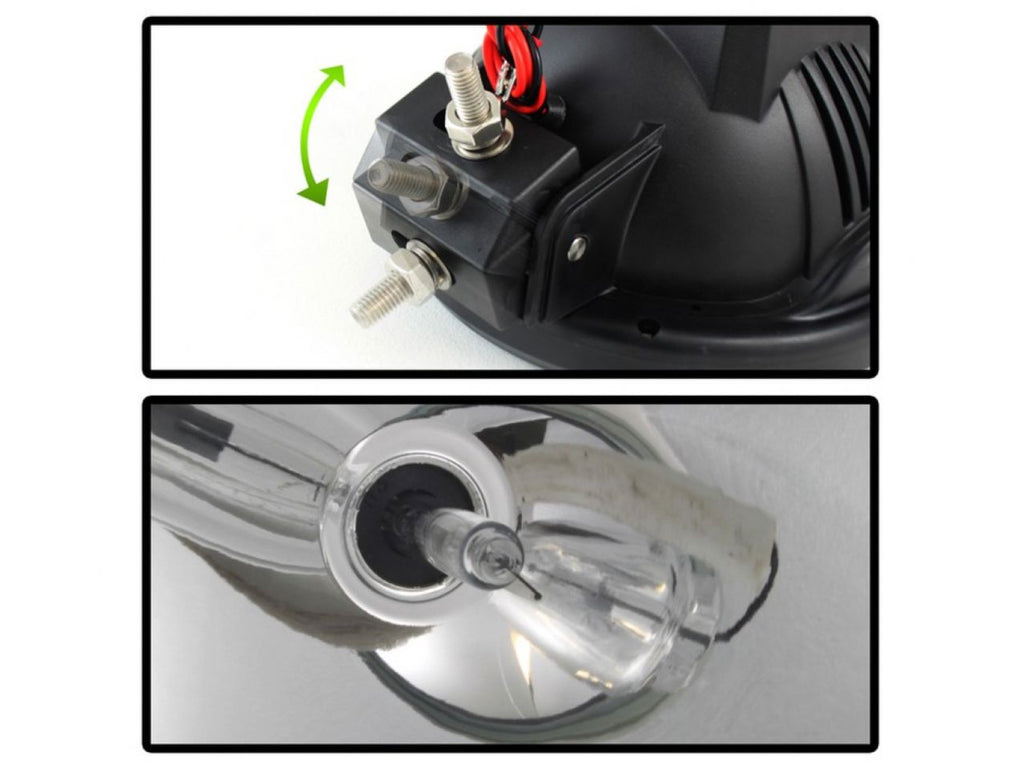 Spyder 7 Inch HID 4x4 fog lights Black/Red Housing w/wiring W/Switch- (view 2)