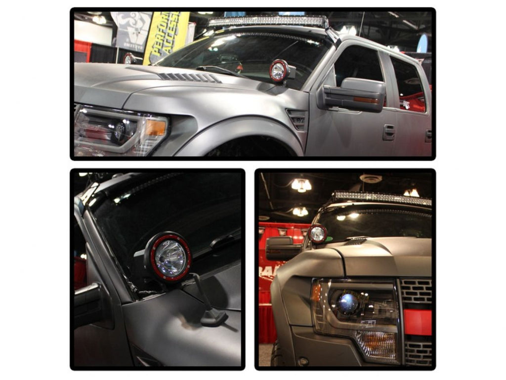 Spyder 7 Inch HID 4x4 fog lights Black/Red Housing w/wiring W/Switch- (view 4)