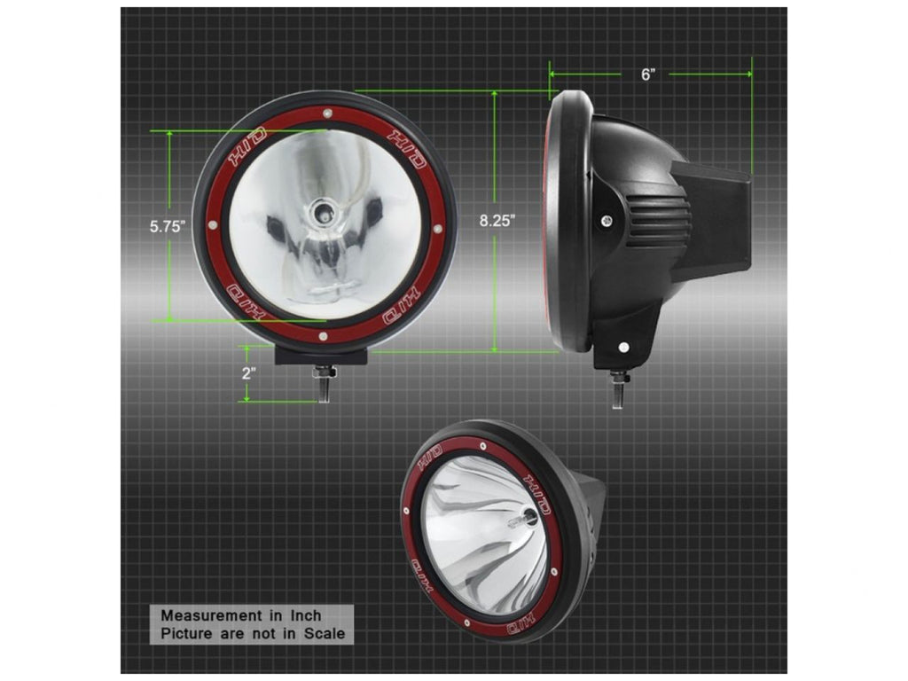 Spyder 7 Inch HID 4x4 fog lights Black/Red Housing w/wiring W/Switch- (view 6)