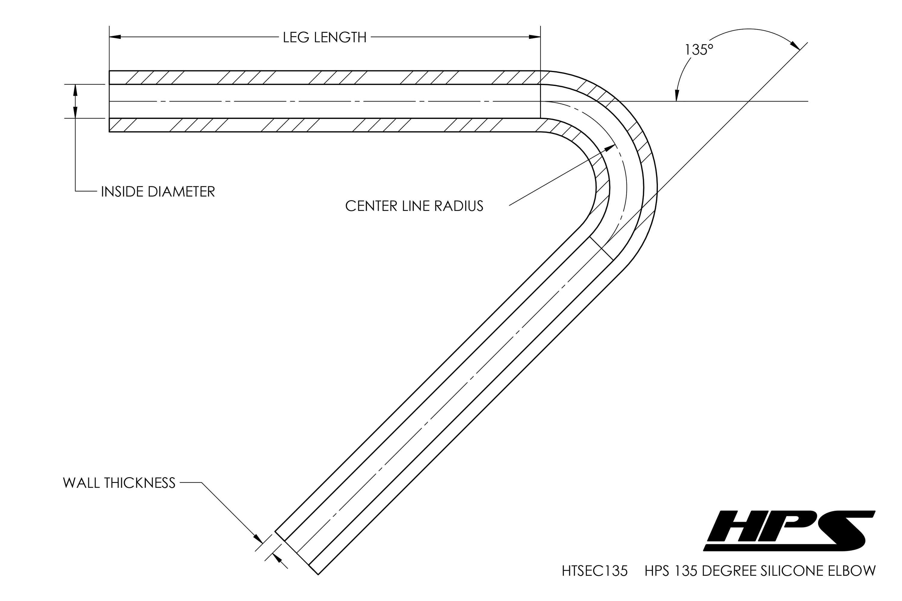 HPS Performance Products HPS 1/2" Silicone 135 Degree Elbow Coupler Hose, High Temp 4-ply Reinforced (13mm ID)