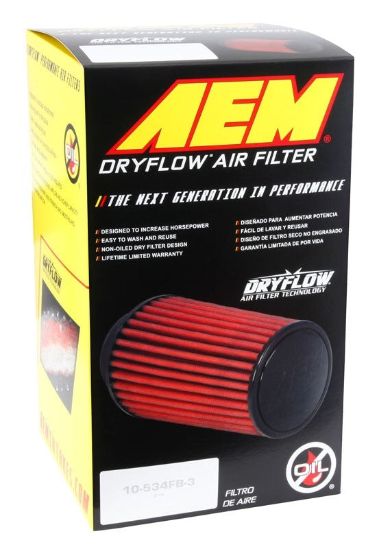 AEM Induction AEM 2.75in Flange ID x 5.5in Base OD x 7.5in H DryFlow Conical Air Filter 21-2027D-HK