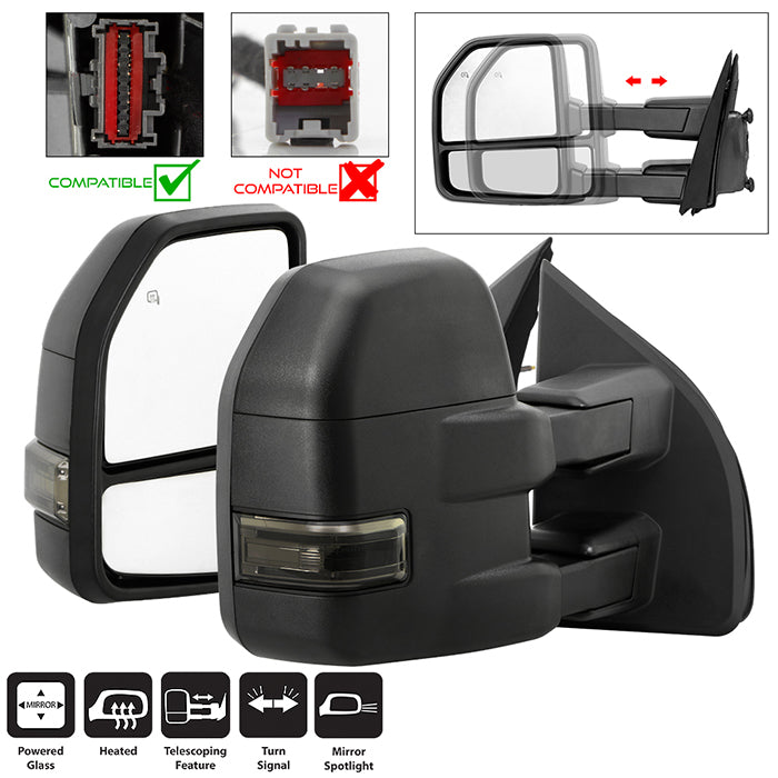 SPYDER xTune 15-17 Ford F-150 Heated LED Telescoping Pwr Mirrors - Smk (Pair) (MIR-FF15015S-G4-PWH-SM-SET) 9943065