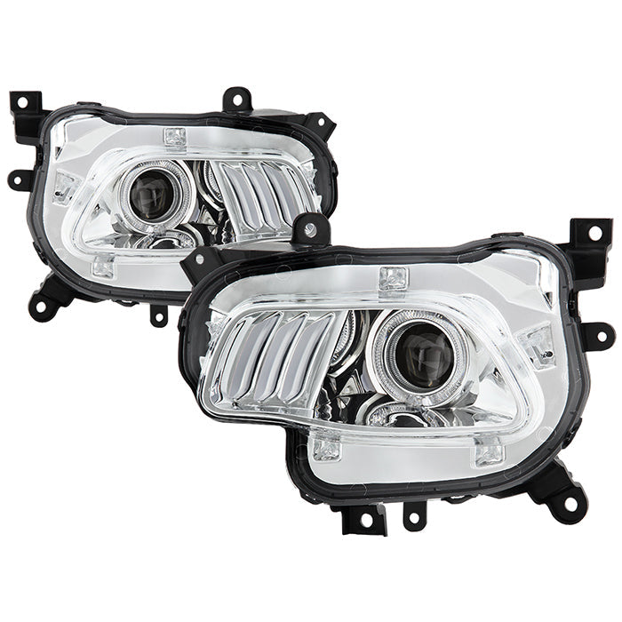 SPYDER xTune 14-17 Jeep Cherokee Halogen Model Only LED Light Bar Proj Headlights - Chro - PRO-JH-JC14-LB-C 9047190
