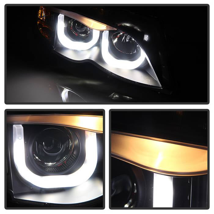 Spyder BMW E46 3-Series 02-05 4DR Projector Headlights 1PC 3D Halo Blk PRO-YD-BMWE4602-4D-3DDRL-BK 5031877