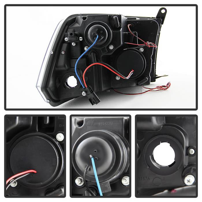 Spyder Dodge Ram 1500 09-14 10-14 Projector Headlights Halogen- LED Halo LED - Blk PRO-YD-DR09-HL-BK 5010032