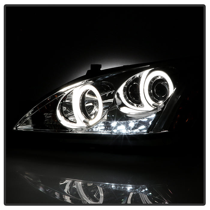 Spyder Honda Accord 03-07 Projector Headlights LED Halo Amber Reflctr LED Chrm PRO-YD-HA03-AM-C 5010643