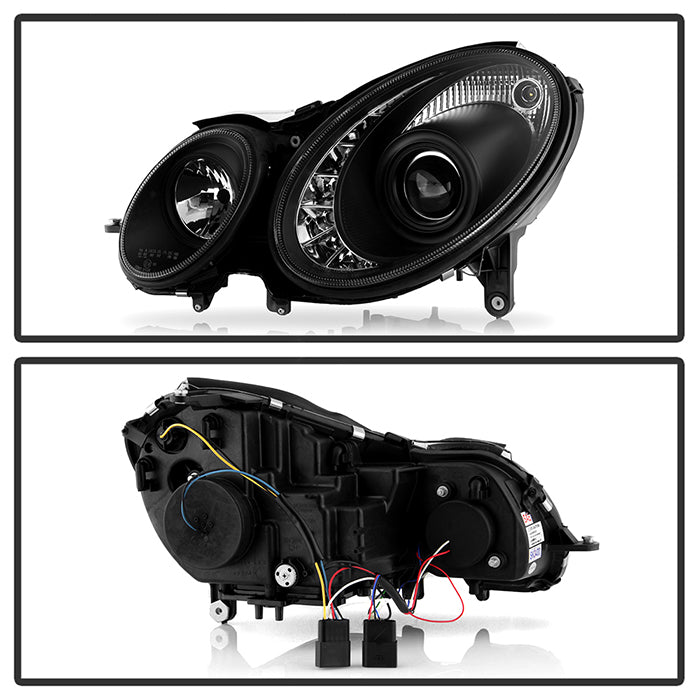 Spyder Mercedes Benz E-Class 07-09 Projector Headlights Halogen - DRL Blk PRO-YD-MBW21107-DRL-BK 5029379