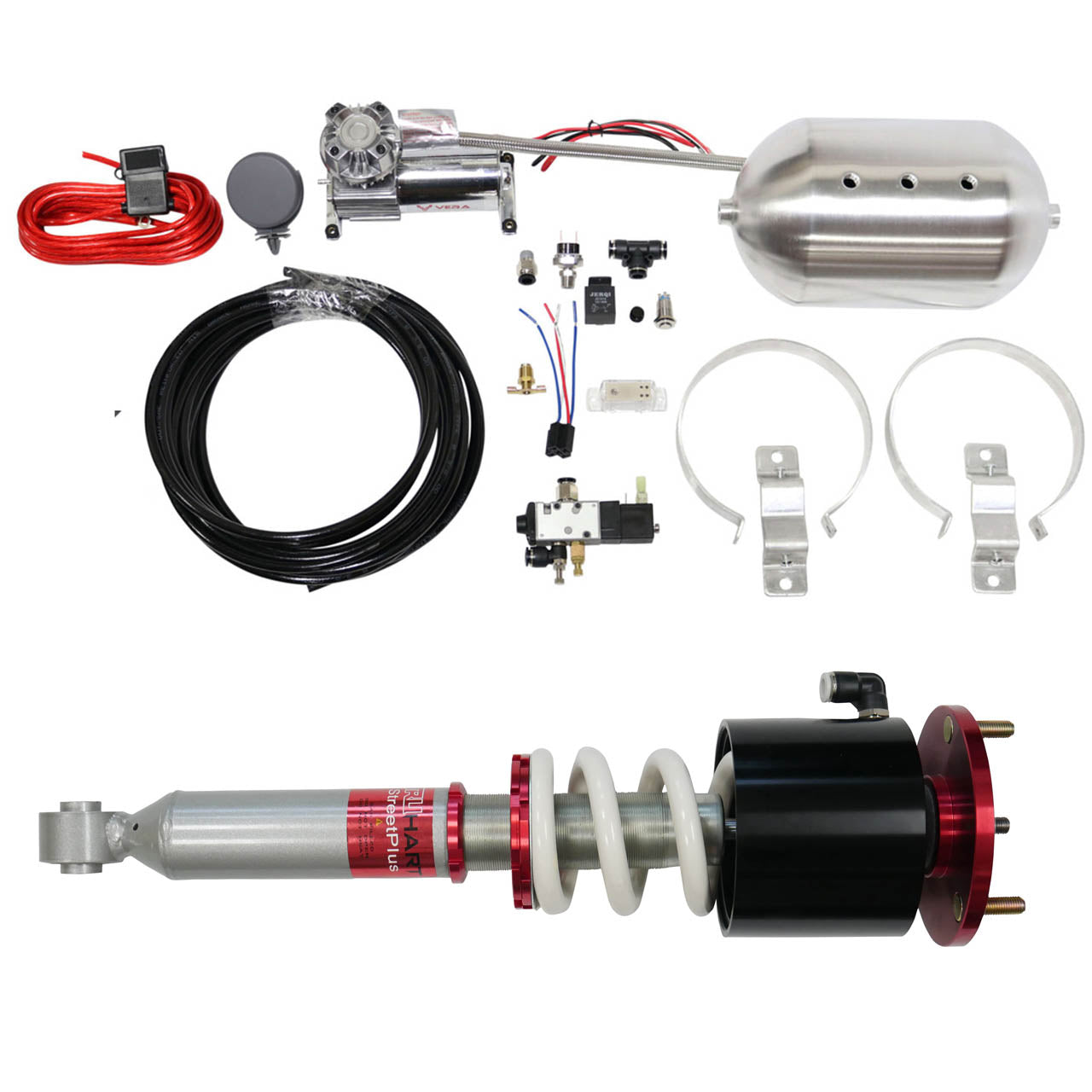 StreetPlus Coilovers w/ Front Air Cups Plus Gold Control System For 90-93 Acura Integra 88-91 Honda Civic 88-91 Honda CRX FWD TruHart