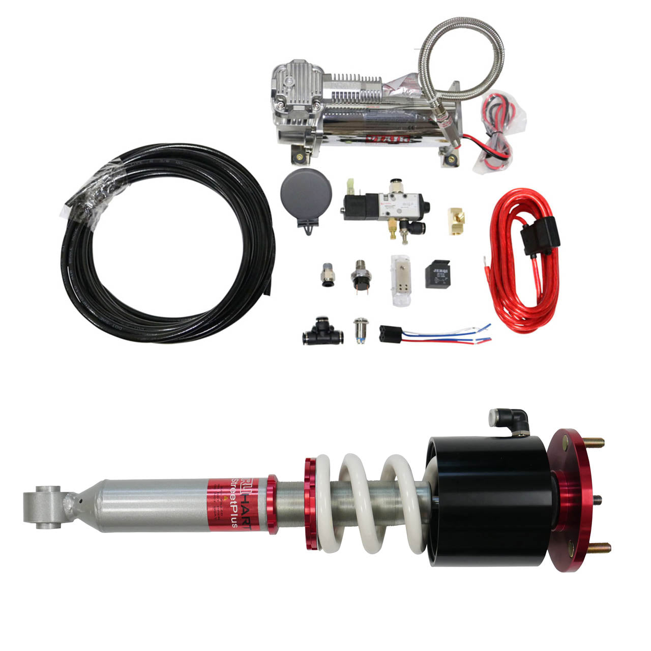 StreetPlus Coilovers w/ Front Air Cups Plus Gold Tankless Control System For 01-05 Lexus IS300 TruHart