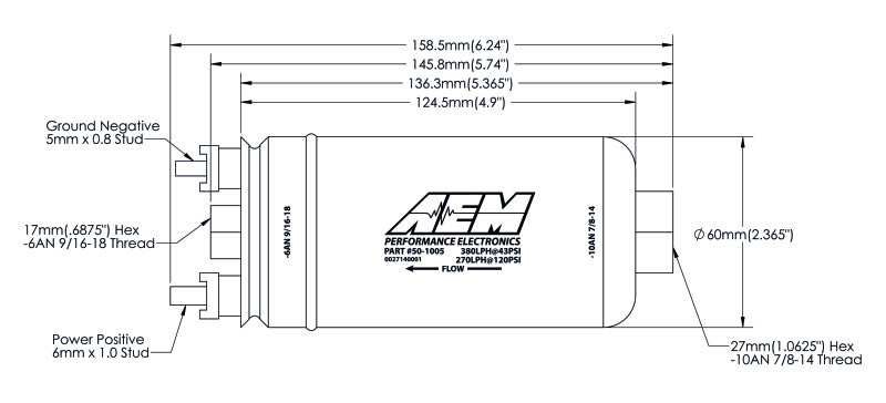 AEM Electronics 380lph Inline High Flow Fuel Pump (view 10)
