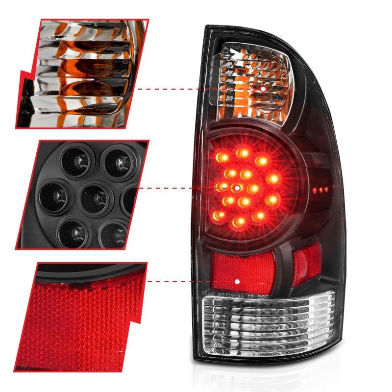 Anzo 2005-2015 Toyota Tacoma LED Taillights Black (view 5)