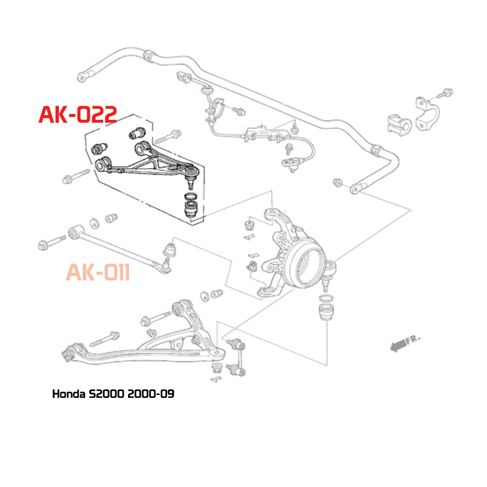 Godspeed Honda S2000 (AP1/AP2) 2000-09 Adjustable Rear Upper Camber Arms With Spherical Bearings (view 6)