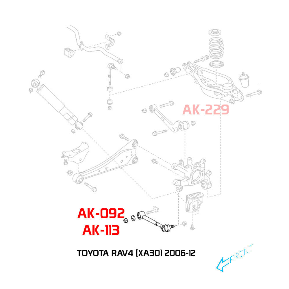 Godspeed Toyota RAV4 (XA30) 2006-12 Adjustable Rear Arms With Spherical Bearings