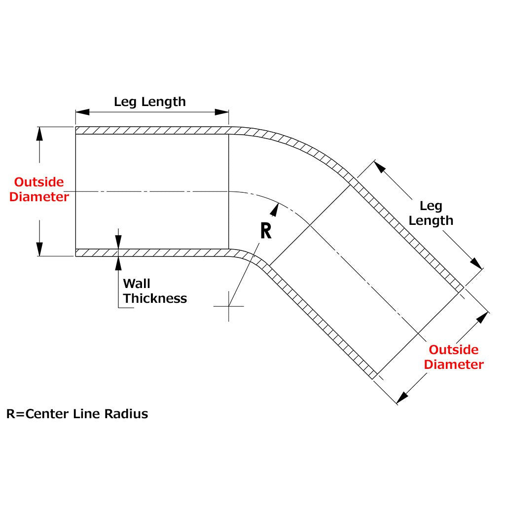 HPS Performance Products HPS 1-1/4" OD 45 Degree Bend 6061 Aluminum Elbow Pipe Tubing 16 Gauge w/ 2" CLR (view 5)