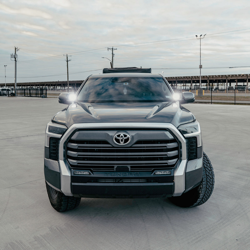 Cali Raised LED Cali Raised 2022+ Toyota Tundra Low Profile Ditch Light Brackets Kit - Round Cannon Pods Switch CR3884