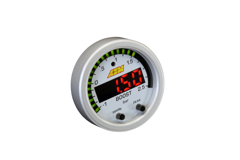 AEM Electronics X-Series Boost Pressure Gauge -30inHg-35psi / -1-2.5bar. Black Bezel & (view 6)