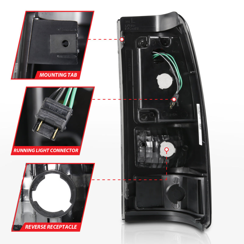 ANZO 2003-2006 Chevy Silverado 1500 LED Taillights Plank Style Black w/Clear Lens 311327