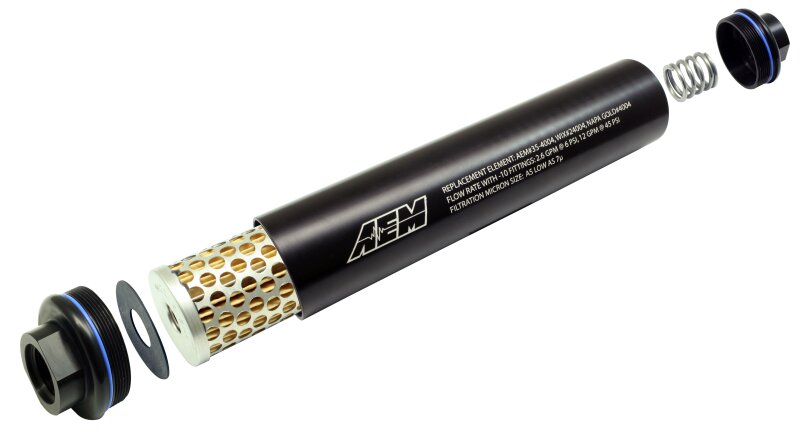 AEM Electronics Black Universal High Flow -10 AN Inline Fuel Filter (view 9)