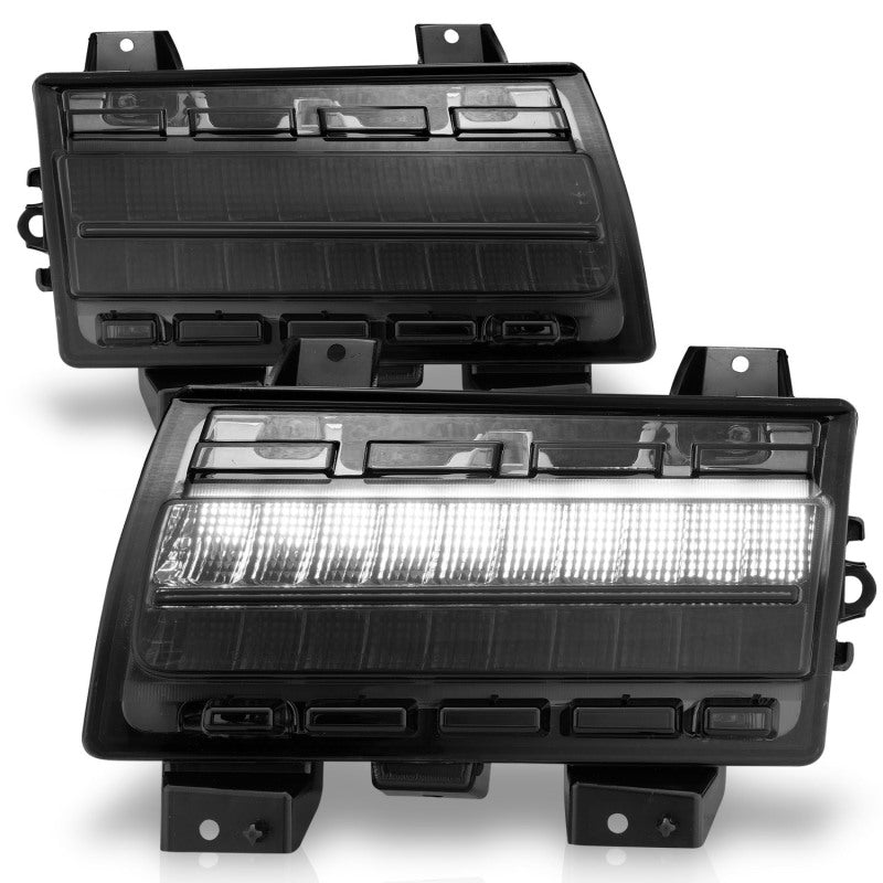 ANZO 2018-2021 Jeep Wrangler LED Side Markers Chrome Housing Smoke Lens w/ Seq. Signal Low Config 511087