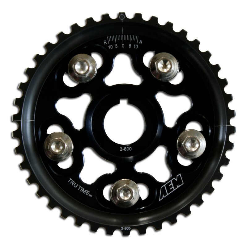 AEM Electronics Tru-Time Cam Gear Black 5-Bolt Honda H22A1 & H22A4 (view 2)