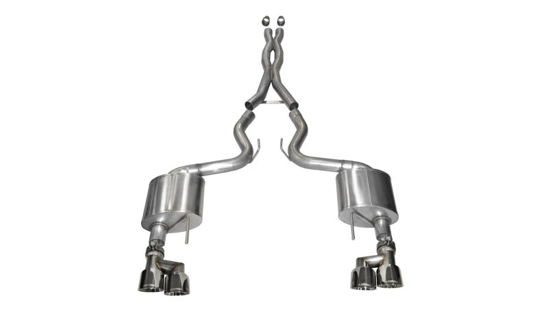 Corsa Performance 15-16 Ford Mustang GT 5.0 3in Cat Back Exhaust Polish Quad Tips (view 1)