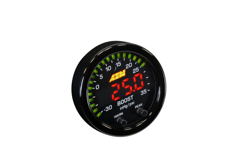 AEM Electronics X-Series Boost Pressure Gauge -30inHg-35psi / -1-2.5bar. Black Bezel & (view 11)