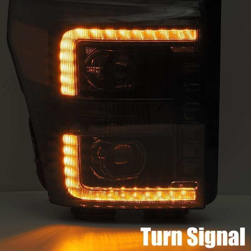 AlphaRex 11-16 Ford F-350 SD LUXX LED Proj Headlights Plank Style Chrm w/Activ Light/Seq Signal/DRL 880145 *Discontinued