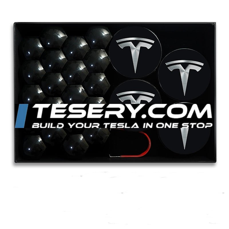 Wheel Center Cap Kit with Puller for Model 3/Y/S/X | 4 Hub Caps + 20 Lug Nut Covers (view 14)