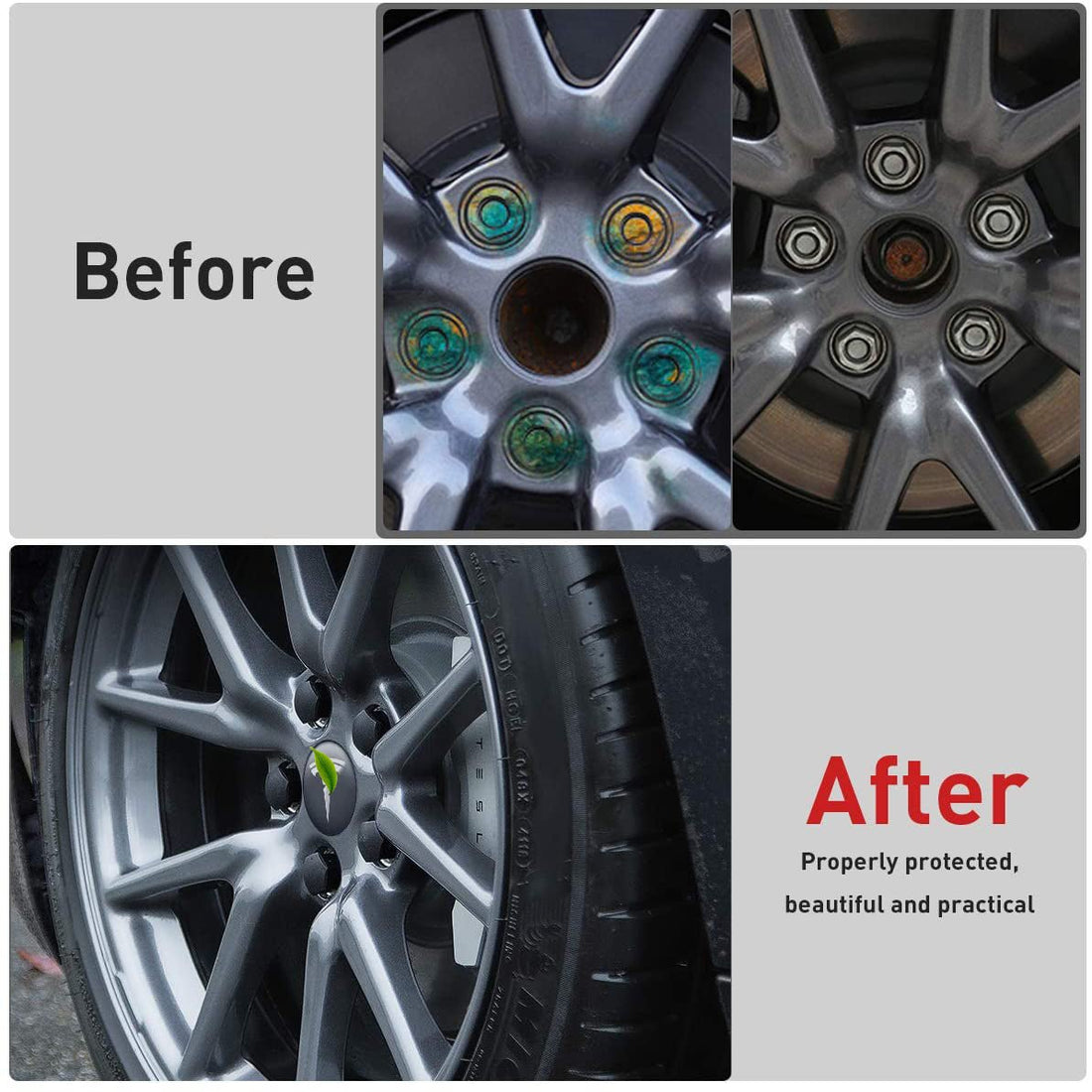 Wheel Center Cap Kit with Puller for Model 3/Y/S/X | 4 Hub Caps + 20 Lug Nut Covers (view 7)