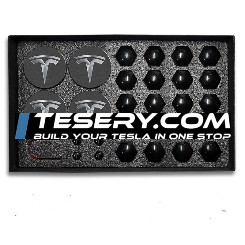 Wheel Center Cap Kit with Puller for Model 3/Y/S/X | 4 Hub Caps + 20 Lug Nut Covers (view 16)