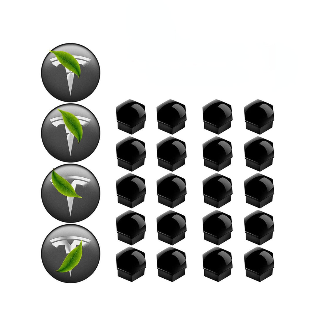 Wheel Center Cap Kit with Puller for Model 3/Y/S/X | 4 Hub Caps + 20 Lug Nut Covers (view 1)