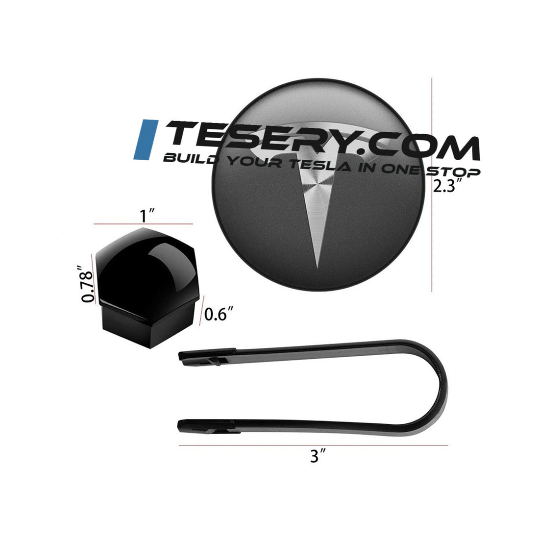 Wheel Center Cap Kit with Puller for Model 3/Y/S/X | 4 Hub Caps + 20 Lug Nut Covers (view 9)