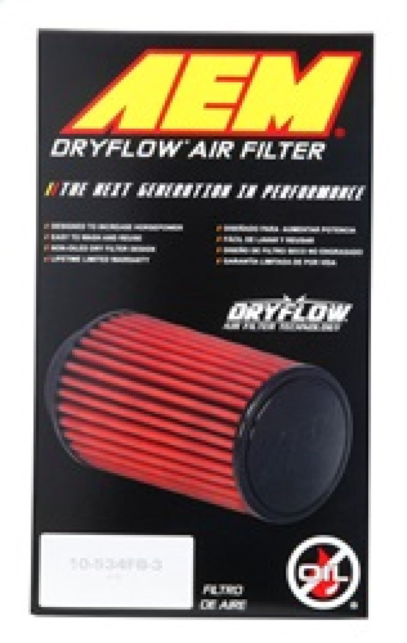 AEM Induction AEM DryFlow Air Filter - Round Tapered 5in Top OD x 6 Base OD x 5.563in H x 3in Flange ID 21-203D-XK