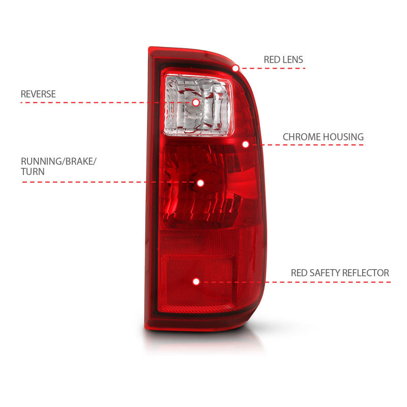 ANZO 2008-2016 Ford F-250 Taillight Red/Clear Lens (OE Replacement) 311305