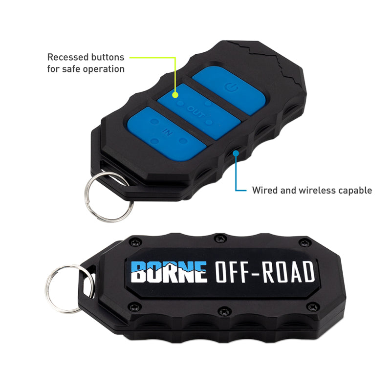 Borne Off-Road 12K Winch - Blue Synthetic Rope BNWN-12-SBL