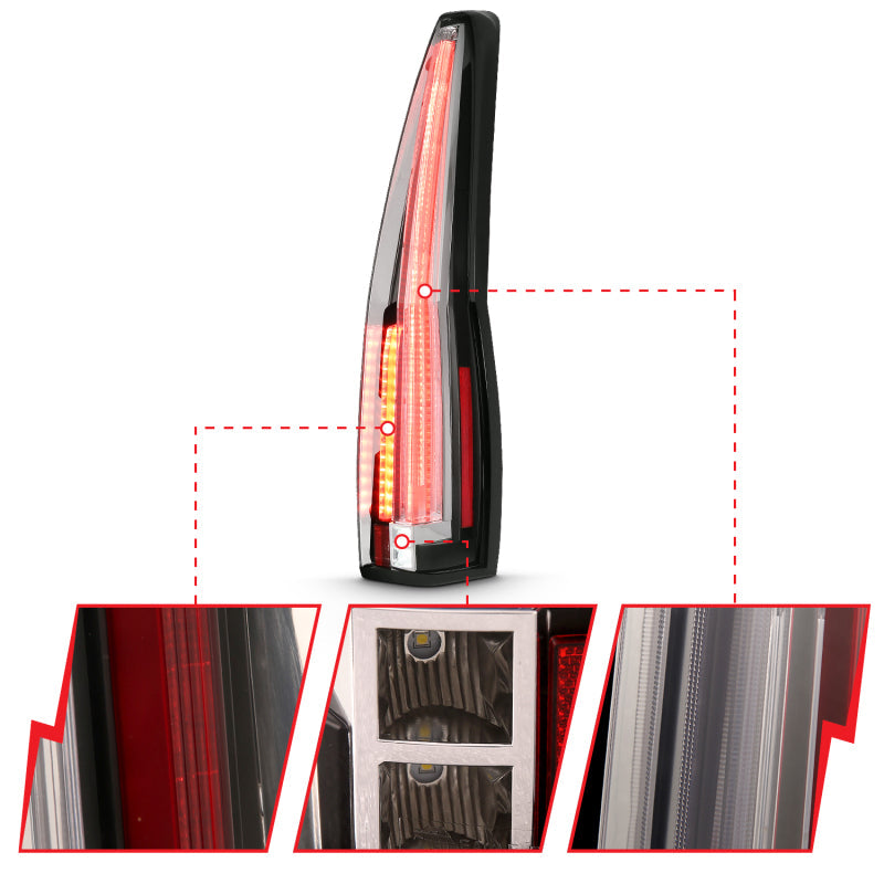 ANZO 2007-2014 Cadillac Escalade Led Taillights Red/Clear 311296