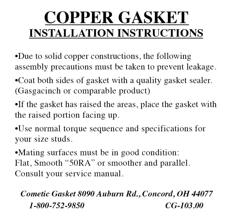 Cometic Gasket Cometic Morris XPEG .080in Copper Cylinder Head Gasket - 74mm Bore C4310-080